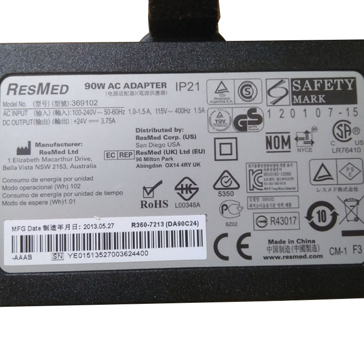 ResMed S9 serie CPAP and BIPAP adaptador