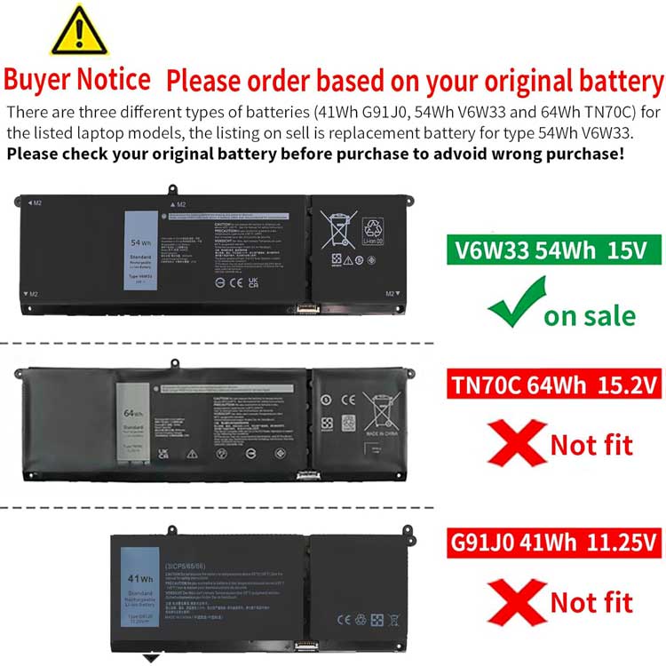 DELL V6W33 batería